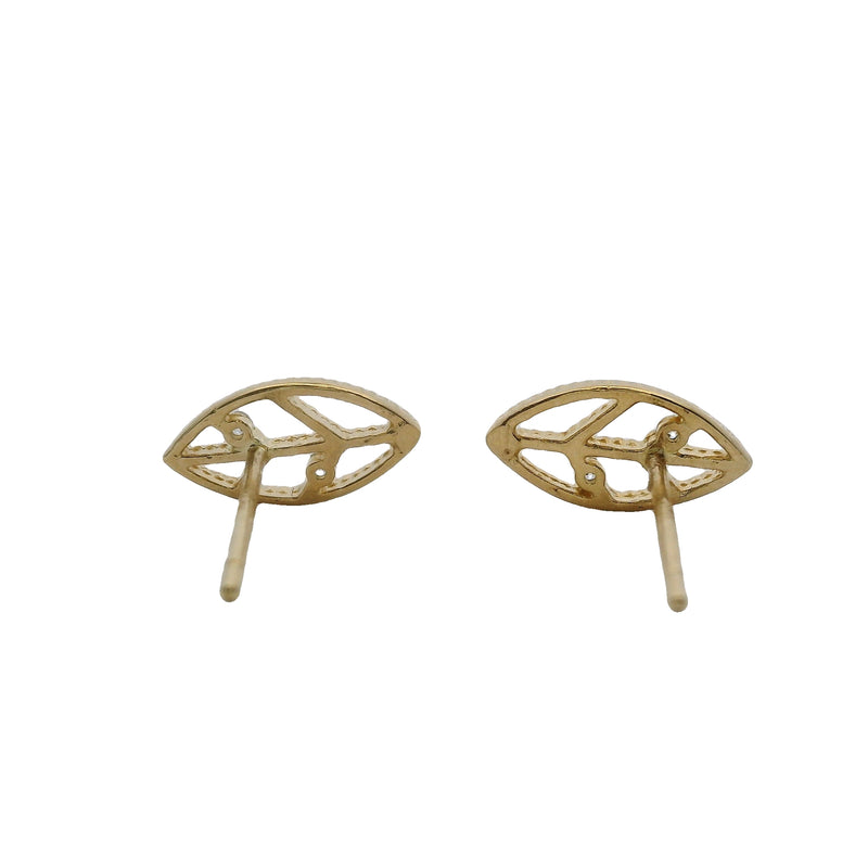 10kt Yellow Gold and CZ Cubic Zirconia Small Leaf Stud Earrings