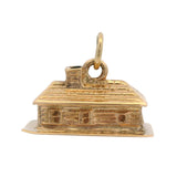 Vintage Solid 14kt Yellow Gold Log Cabin House Dangle Charm