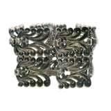 Vintage Danecraft 925 Sterling Silver 1.9" Wide Swirl Floral Double Panel 7.25" Bracelet