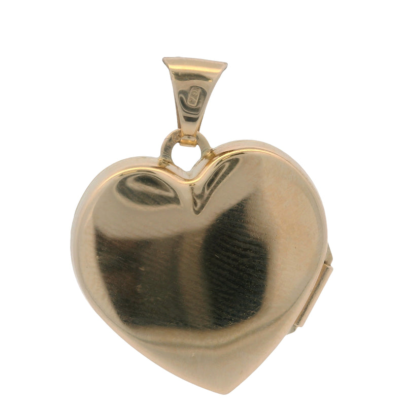 Vintage Mid-Century Solid 14kt Yellow Gold Hearts Double Sided Locket Pendant