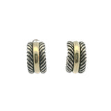 David Yurman Cable Collectibles 925 Sterling and 14k Yellow Gold Huggie Hoops Earrings