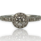 Vera Wang Love Collection 1ctw Diamond Frame Engagement Ring in Solid 14K White Gold with Halo and Signature Sapphire Size 6.5