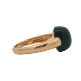 Vintage Italian Solid 18kt Rose Gold and Cabochon Onyx Solitaire Cocktail Ring Size 9