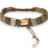 Antique 1908-1927 Russian Solid 14kt Two-Tone Yellow and Rose Gold Bracelet with Safety Chain and Figure 8 Safety Clasp Kokoshnik Hallmarked 7.5" Length