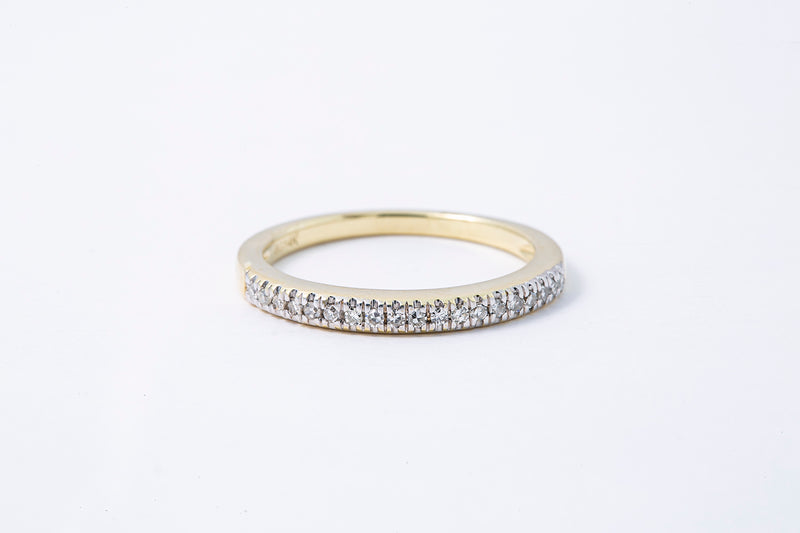 Diamond Line 2mm Anniversary Band 14K 585 Yellow Gold Ring Size 7 1/4