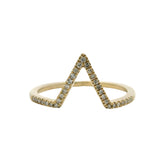 Solid 14kt Yellow Gold and 0.10ctw Diamond V Shaped Arrow Ring Size 7