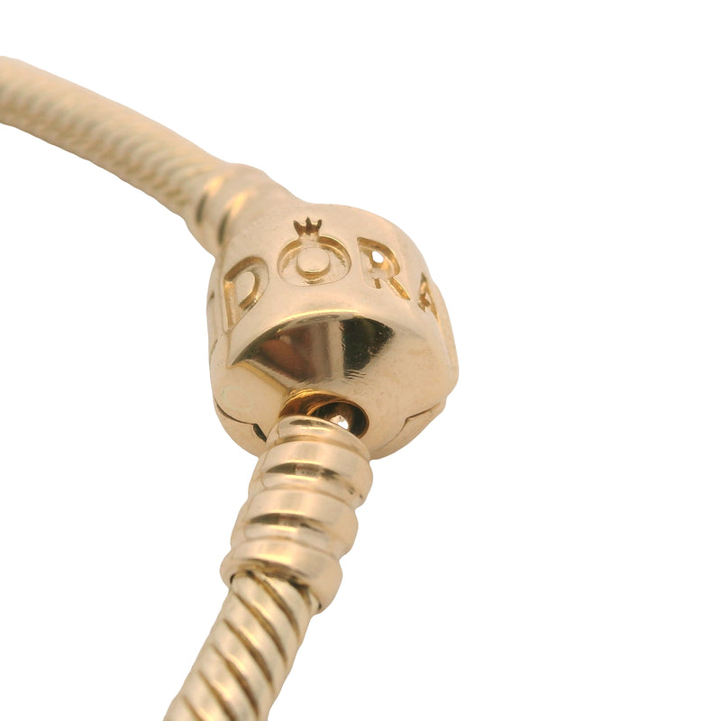 Pandora Solid 14kt Yellow Gold Snake Charm Bracelet With Stoppers and Cylinder Clasp 7.5"