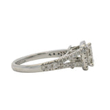 Solid 14kt White Gold Princess Cut Diamond Cluster Halo Engagement Ring Size 5