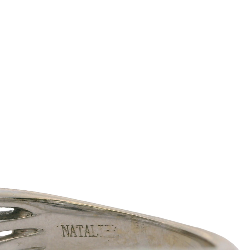 Vintage Natalie K 18kt White Gold and Diamond Leaves Crossover Wide Ring Size 7