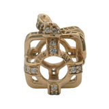 Pandora Retired 14kt Yellow Gold "All Wrapped Up" Gift Box CZ Spacer Bead Charm
