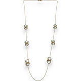 NEONERO Retired Solid 18kt Gold Two-Tone Filigree Figure 8 Station 32" Chain Necklace Made in Italy