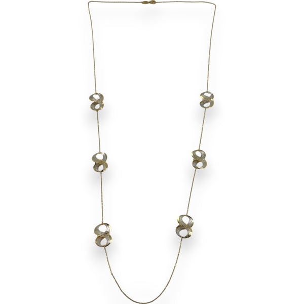 NEONERO Retired Solid 18kt Gold Two-Tone Filigree Figure 8 Station 32" Chain Necklace Made in Italy