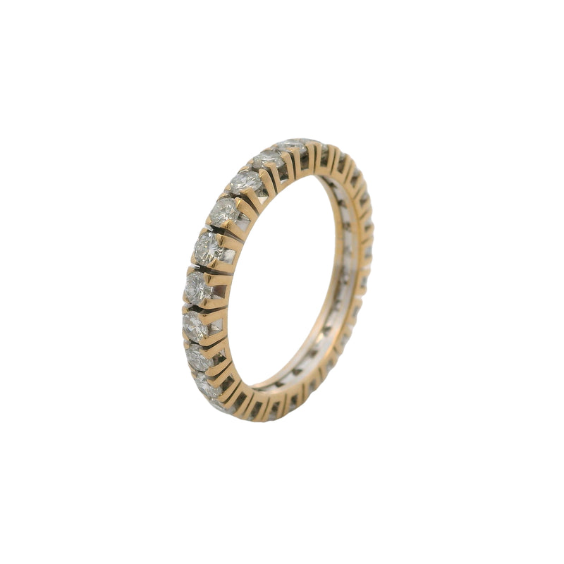 Solid 18kt Yellow Gold and Round Diamond 2.6mm Wide Eternity Band Ring Size 6