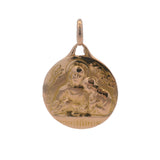 Antique 1912 French Solid 18kt Rose Gold Religious Holy Communion Circle Pendant Engraved