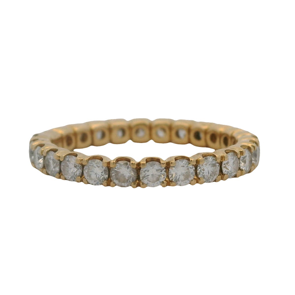 Solid 18kt 750 Yellow Gold and 1ctw Round Diamond Eternity Band Ring Size 5.75