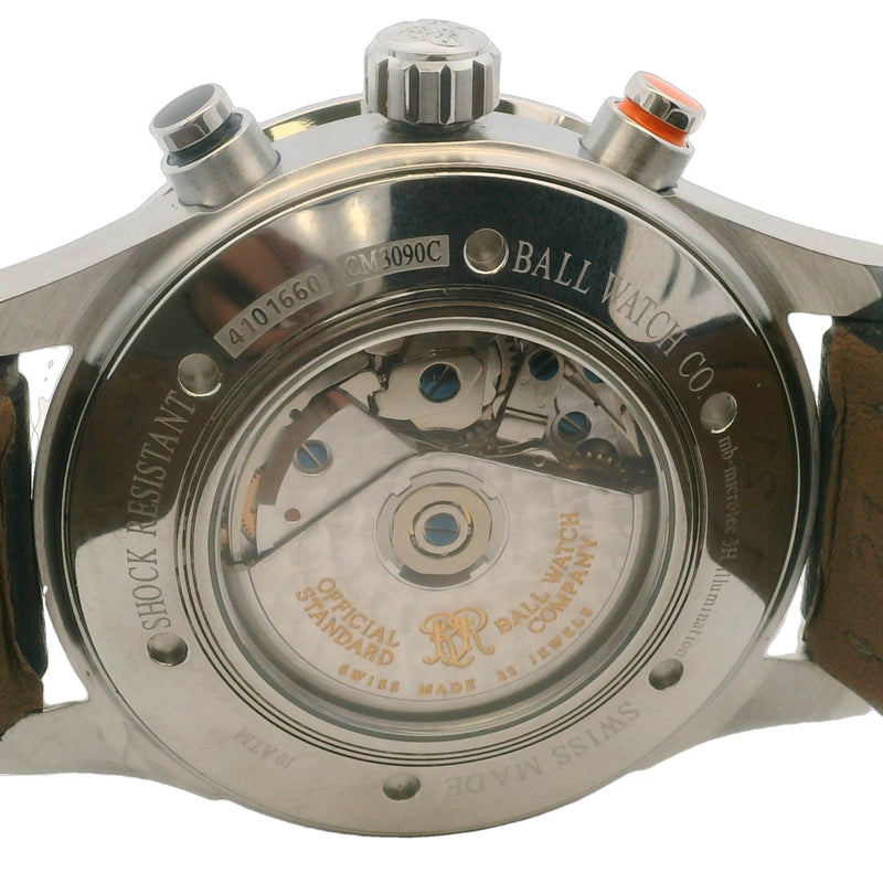 Ball Storm Chaser Pro CM3090C 42mm Steel Leather Chronograph Watch