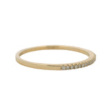 Solid 14kt Yellow Gold and Diamond Thin Dainty Half-Eternity Band Ring Size 10.5