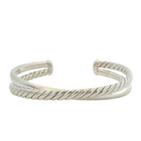 David Yurman Solid 925 Sterling Silver Crossover Two Row Cable Bracelet 6"