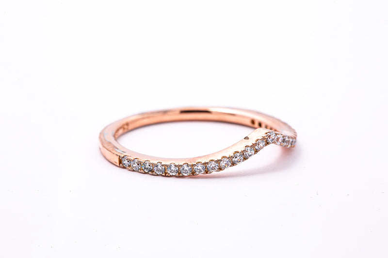 Pandora ALE Cubic Zirconia Wishbone 14K 585 Rose Gold Plated Metal Ring 52 US 6