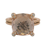 David Yurman Solid 18kt Rose Gold Chatelaine Ring Morganite and Diamonds Size 6
