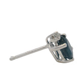 Solid 14kt White Gold Oval Natural Sapphire and Diamond Stud Earrings