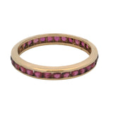 Vintage Solid 14kt 585 Yellow Gold Channel Set Natural Ruby Eternity Band Ring Size 10.75