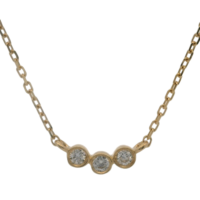 La Kaiser Solid 14kt Yellow Gold and Bezel-Set Diamond Trio Pendant with Adjustable 18-16" Chain