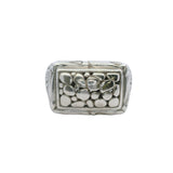 Sarda 925 Sterling Silver Nugget Style Rectangle Ring with Scroll Sides Size 7
