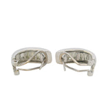 Solid 18kt White Gold and 1.62ctw Baguette Natural Diamond Huggie Omega Back Earrings