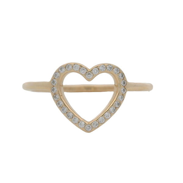 Pandora Solid 14kt Yellow Gold and Cubic Zirconia Open Captured Heart Ring Size 8.5