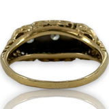 Vintage 14kt Yellow/White Gold Cast of Art Deco Filigree Ring with Original Old Euro and Transitional Diamonds