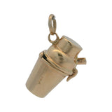 Vintage Solid 14kt Yellow Gold Cocktail Bar Shaker Dangle Charm