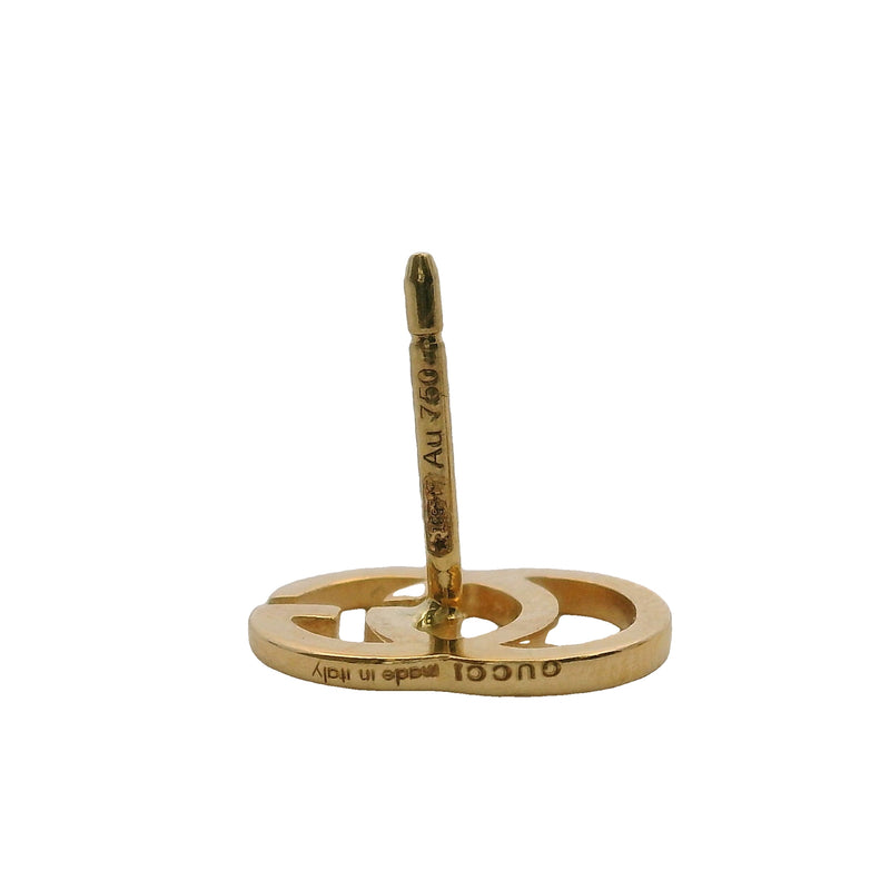 Gucci GG Running Logo Stud Earrings In Solid 18kt Yellow Gold Made in Italy