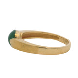 Vintage Solid 18kt Yellow Gold Cabochon Vivid Green Apple Jade Solitaire Ring Size 8
