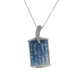 Royal Jewelry Solid 14kt White Gold 2ctw Princess-Cut Sapphire and Diamond