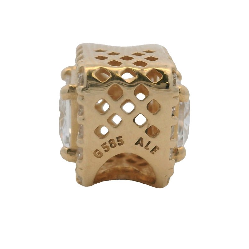 Charm Pandora ALE con circonita cúbica y resplandor geométrico en oro amarillo de 14 quilates 585