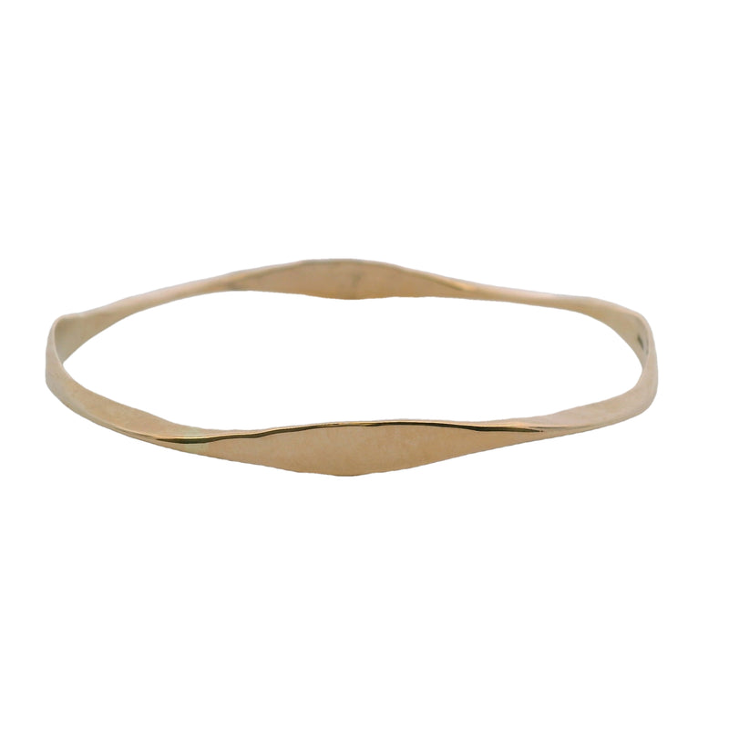 Sonya's Jewelry Solid 14kt Yellow Gold Squared Hammered Bangle Bracelet 8"