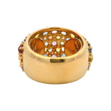 IVAR 18k Yellow Gold 9.66ctw Multicolored Sapphire Zero 3 Dome Cluster Ring Sz 8