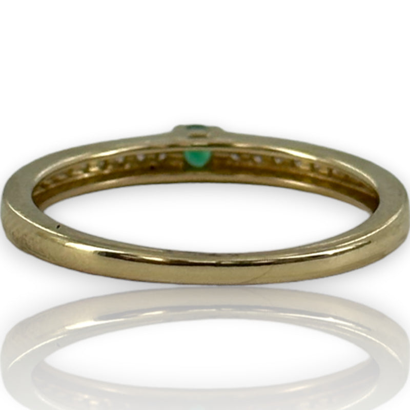 Colombian Emeralds International 14kt Yellow Gold Emerald Solitaire Ring with Diamond Band Size 7