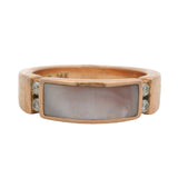 Kabana Solid 14kt Rose Gold Mother of Pearl and Diamond 5.8mm Band Ring Size 6.5