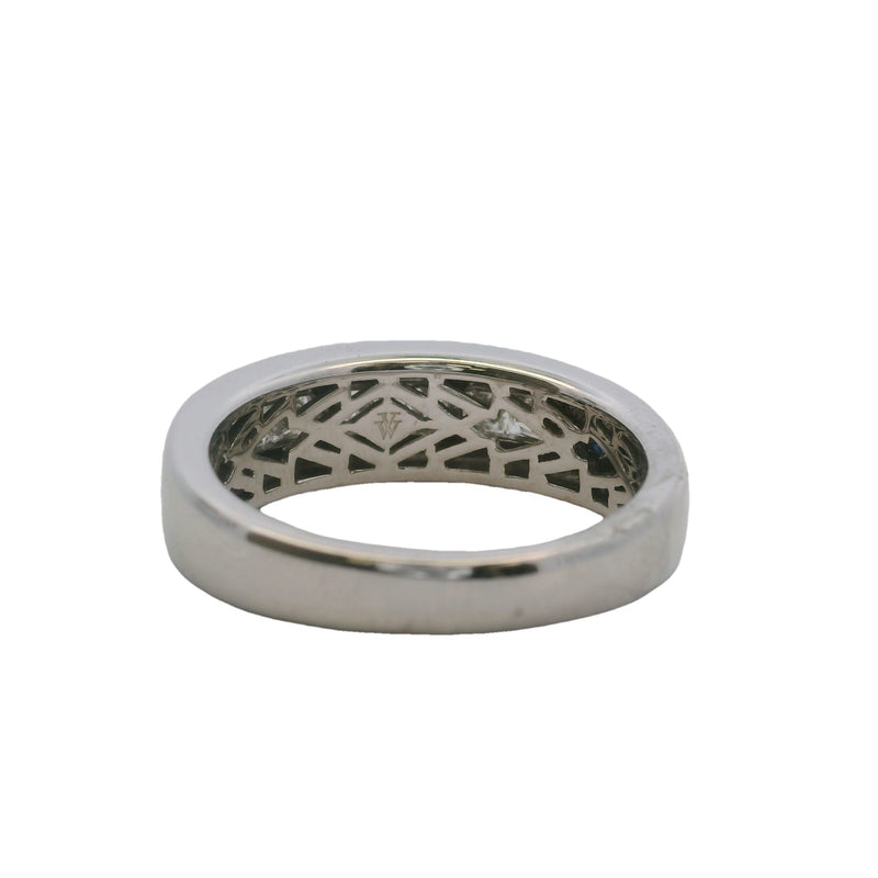 Vera Wang Love Solid 14kt Gold and Princess Cut Diamond Channel Set 7.2mm Band Ring With Side Sapphires