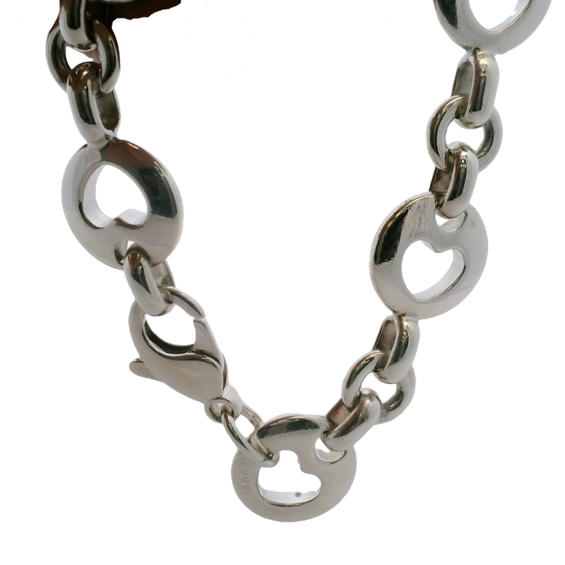 Vintage 1999 Tiffany & Co 925 Sterling Silver Open Heart Link 7" Bracelet