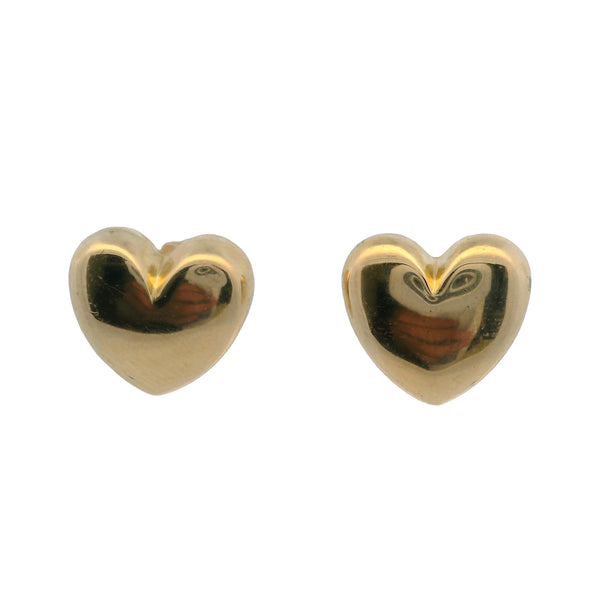10kt Solid Yellow Gold 10mm Puffy Heart Stud Earrings