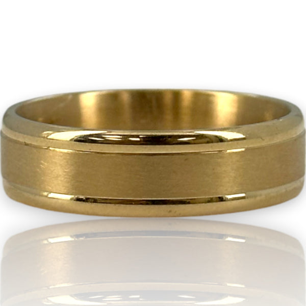 Anillo de bodas Blue Nile retirado de oro amarillo macizo de 14 kt con acabado satinado cepillado y lados pulidos, talla 8.5