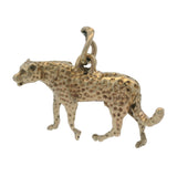 Vintage Solid 14kt Yellow Gold Animal Cheetah 3D Charm Pendant