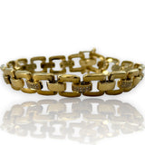 EFFY D'Oro Solid 14kt Yellow Brushed Gold Flat Square Link Bracelet with 0.25ctw Diamonds 7" Length