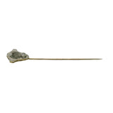 Antique 1890-1910 Solid 14kt Two-Tone Gold and Old European Cut Diamond Filigree Stick Lapel Pin