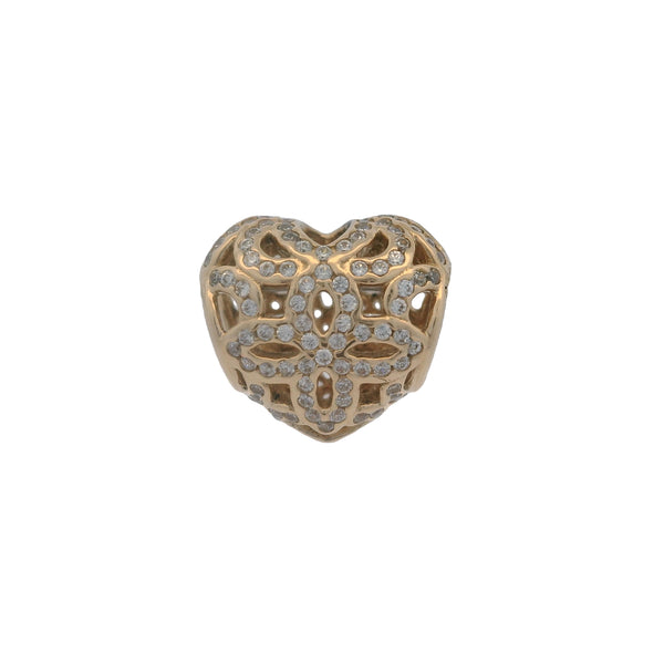 Charm separador de corazón recortado "Amor y Agradecimiento" de Pandora, oro amarillo sólido de 14 kt y circonitas (2 unidades)