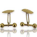 Antique 1890-1910s Handmade Solid 14kt Yellow Gold Cufflinks with Scroll and Leaf Pattern