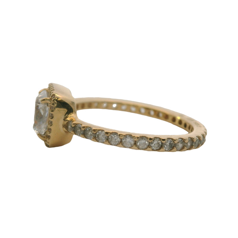 Pandora Square Sparkle Halo Ring In 14kt Yellow Gold and CZ Cubic Zirconia Size 6 52